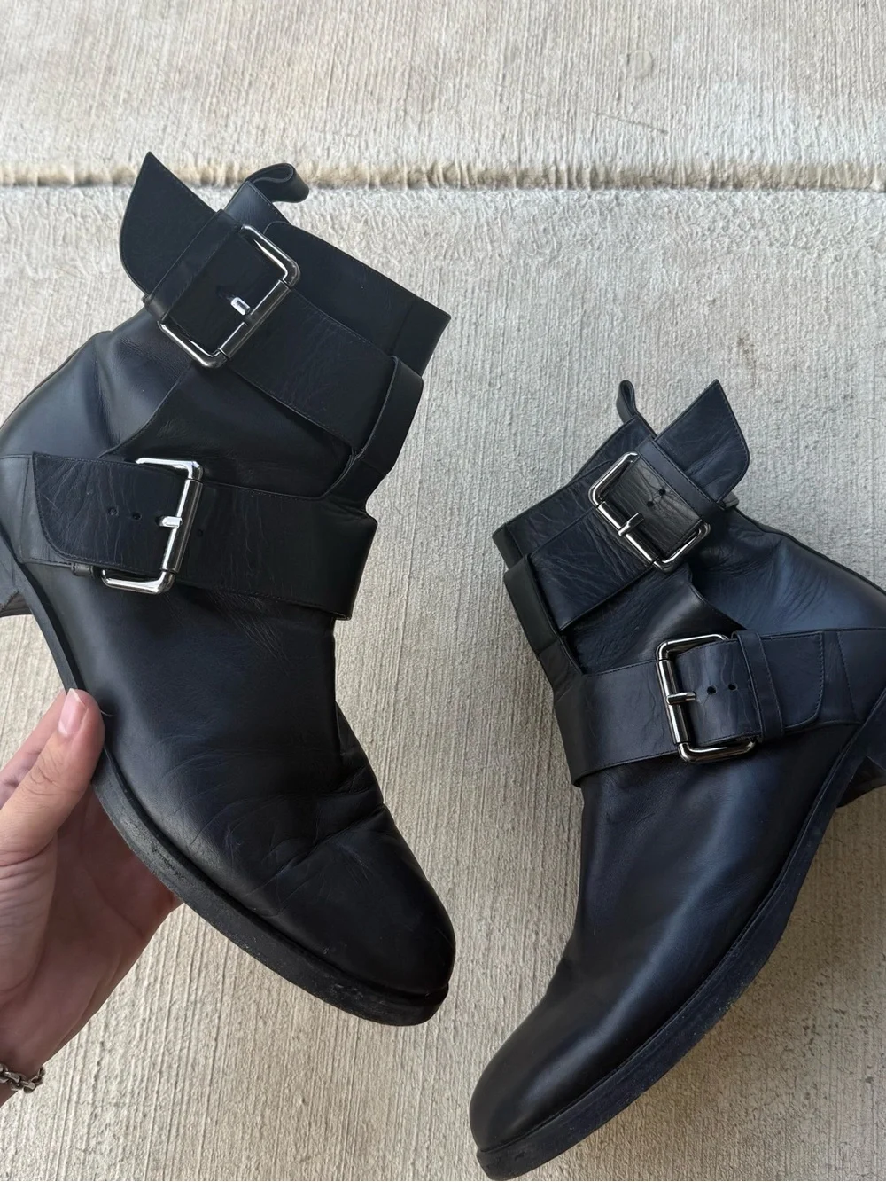 Pierre Hardy Black Leather Double-Buckle Ankle Boots